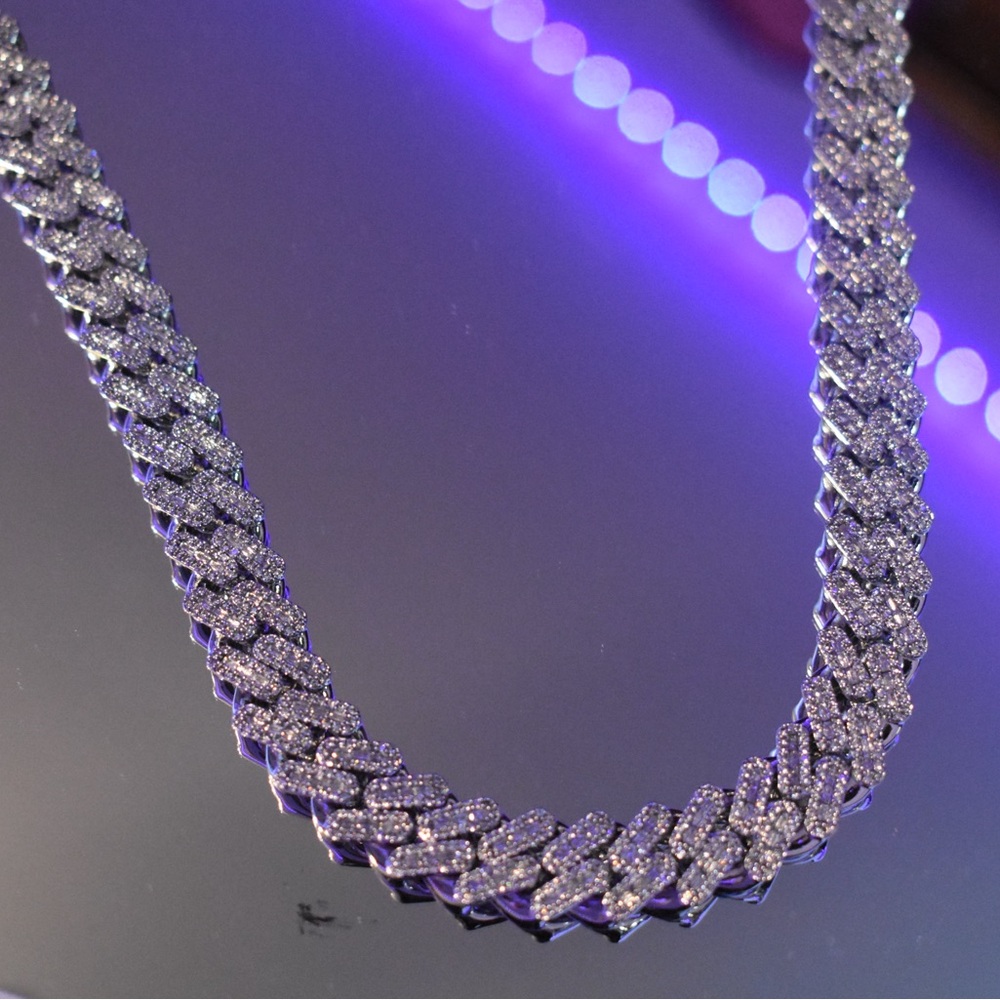 Diamond Baguette Cuban Chain in White Gold